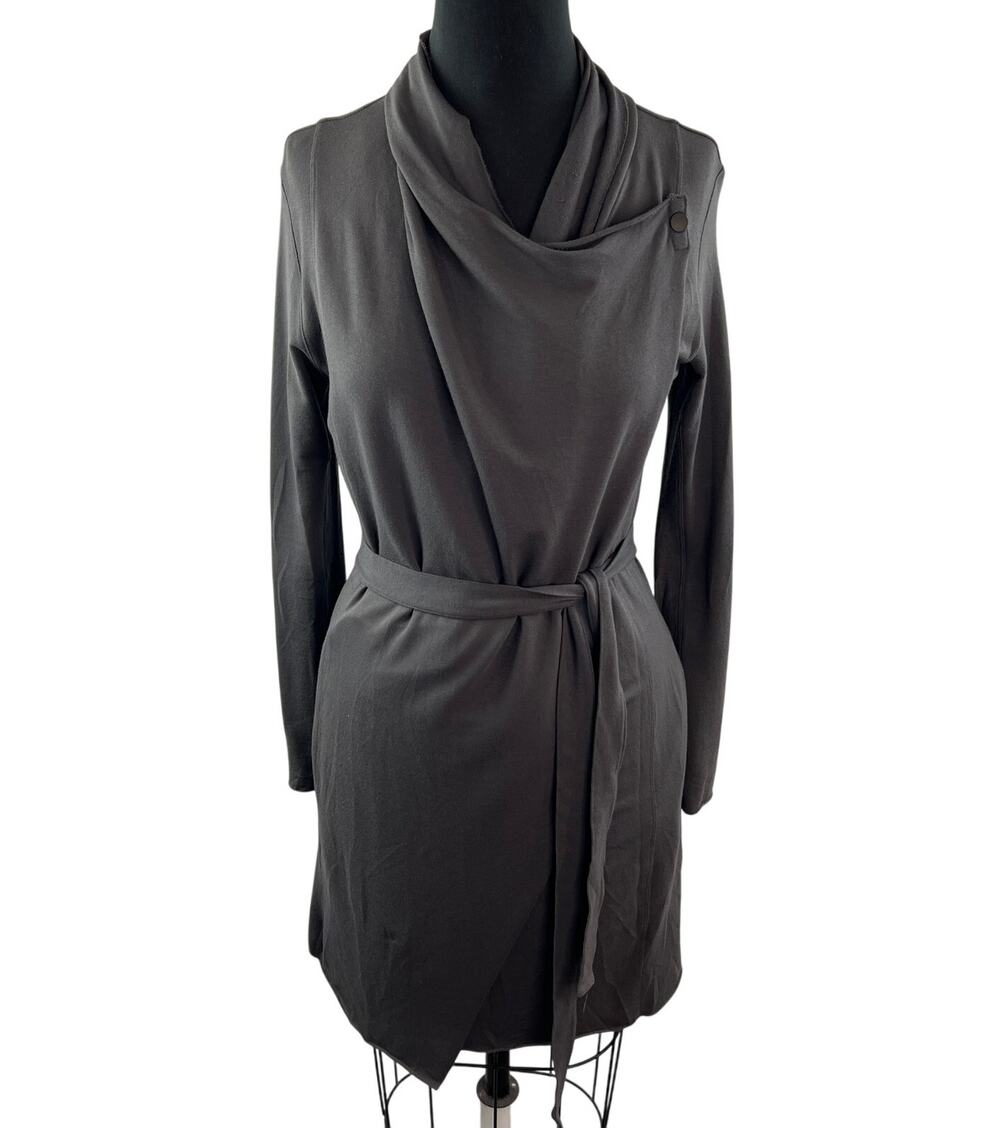 Lunya Gray Long Sleeve Wrap Cardigan Belted Pima Cotton Robe Sweater Size XS/S